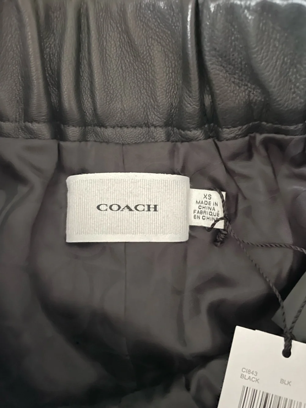 NWT Coach Lamb Leather Black Shorts Elastic Waist Pockets XS